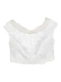 Gemy Maalouf lace-pattern cropped top - Silver