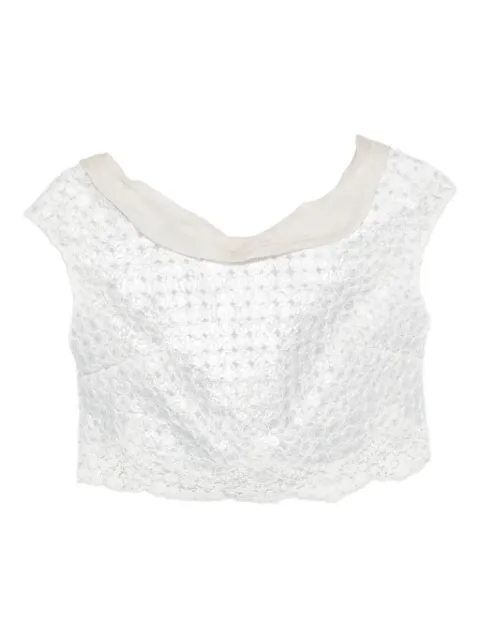 Gemy Maalouf lace-pattern cropped top