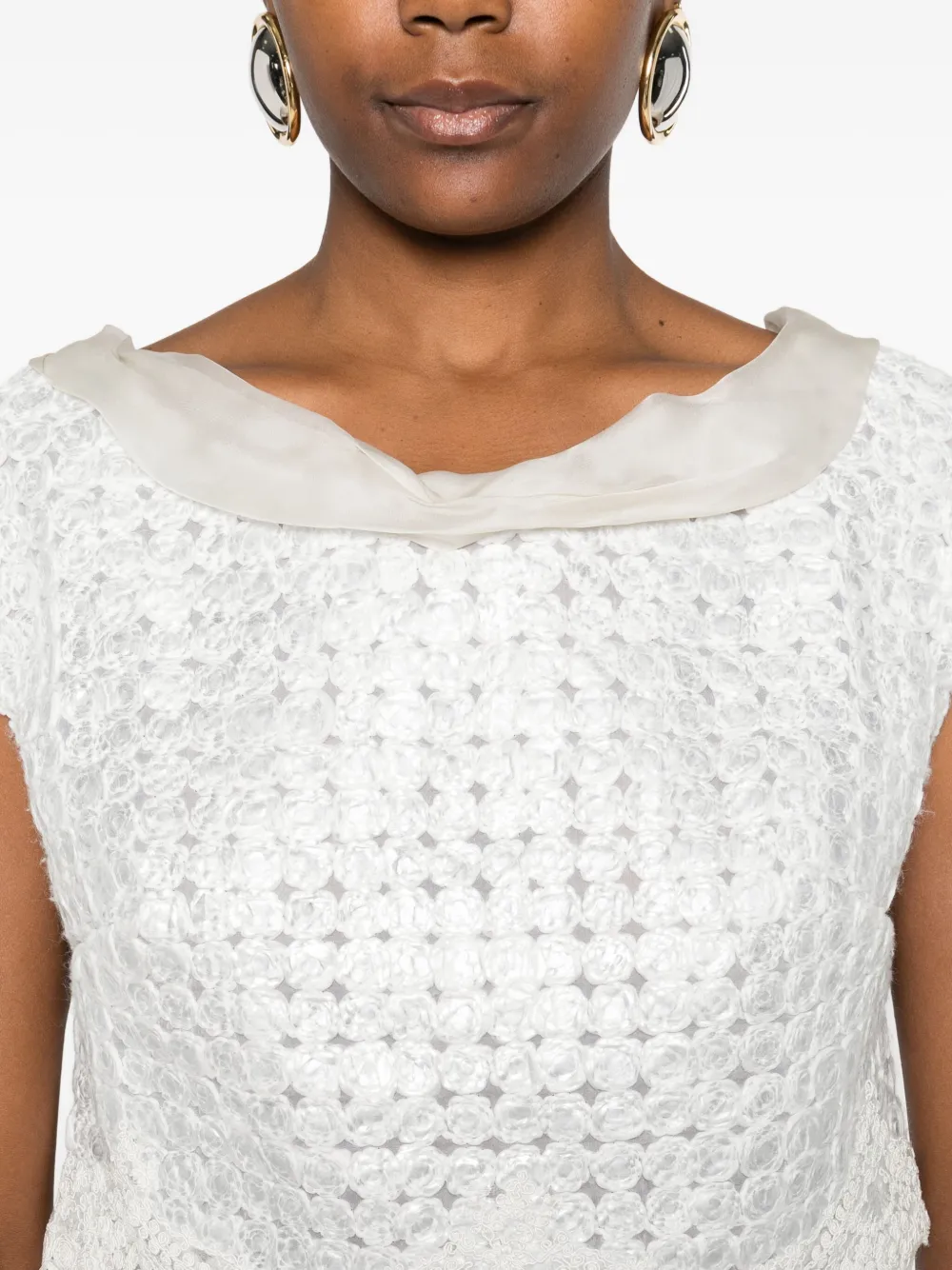 Gemy Maalouf Lace-pattern Cropped Top In White