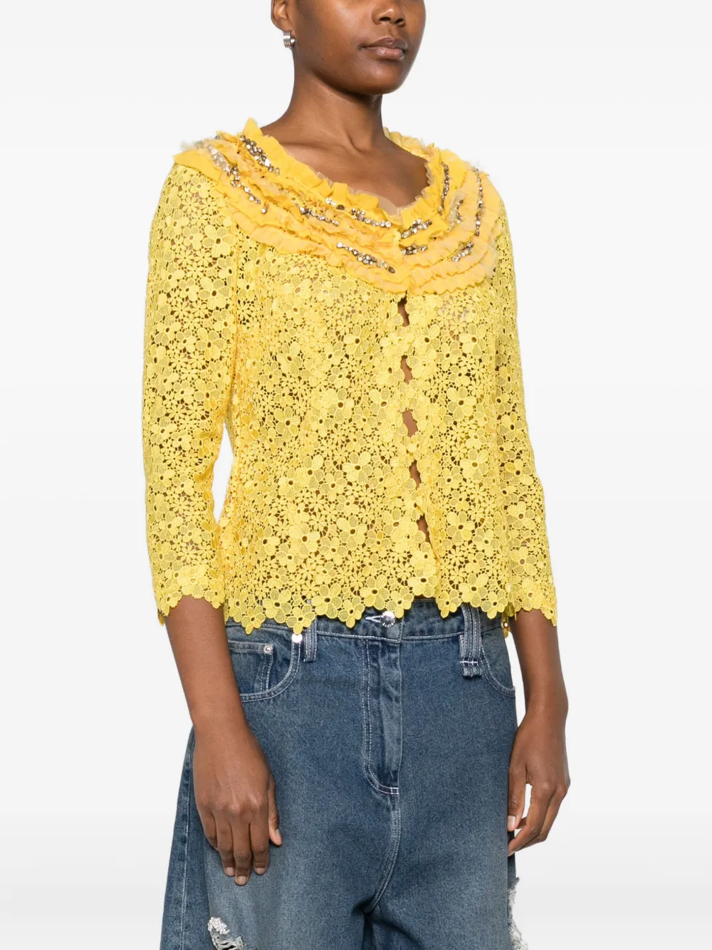  Gemy Maalouf Floral-lace Jacket - Yellow 