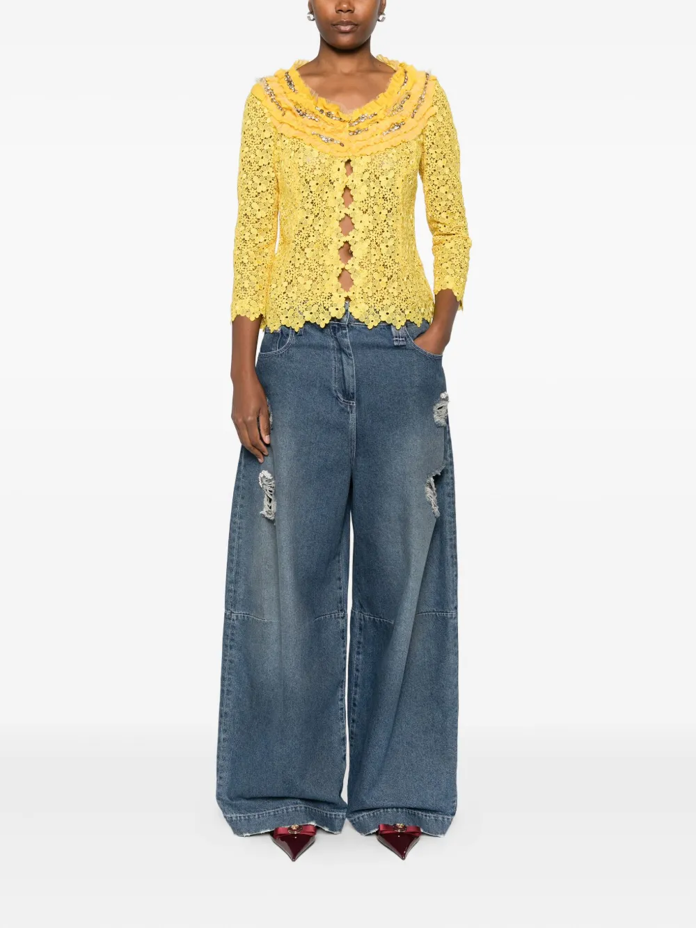 Gemy Maalouf floral-lace jacket | Cropped Jackets | Image 2