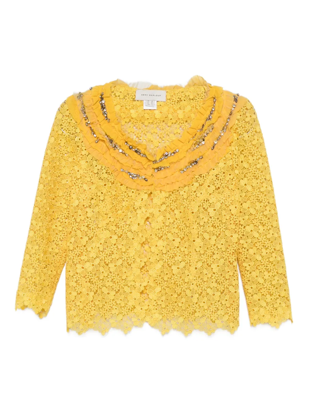 Gemy Maalouf floral-lace jacket | Yellow | Image 1