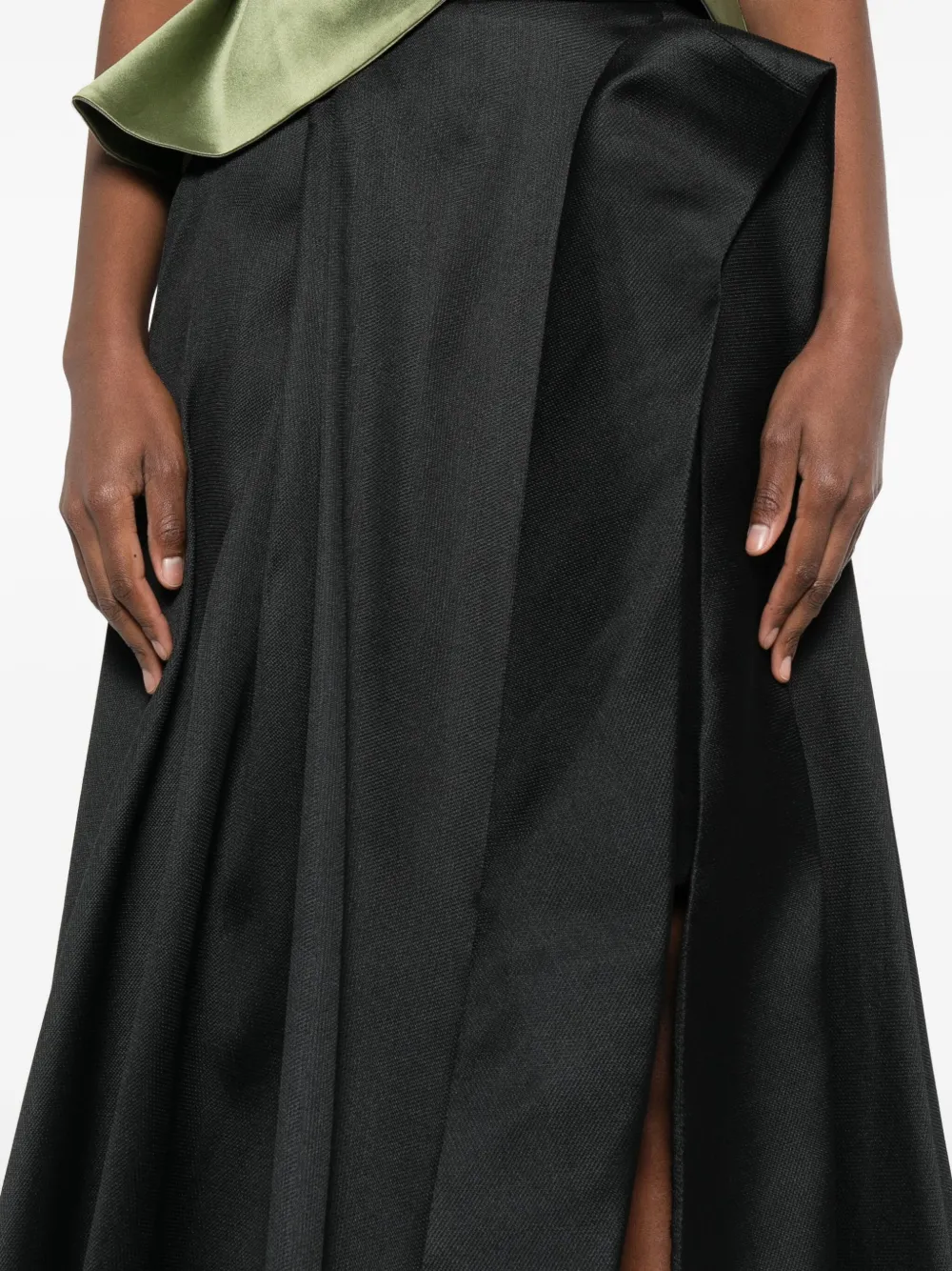 Gemy Maalouf Asymmetric Fluted Skirt In Black