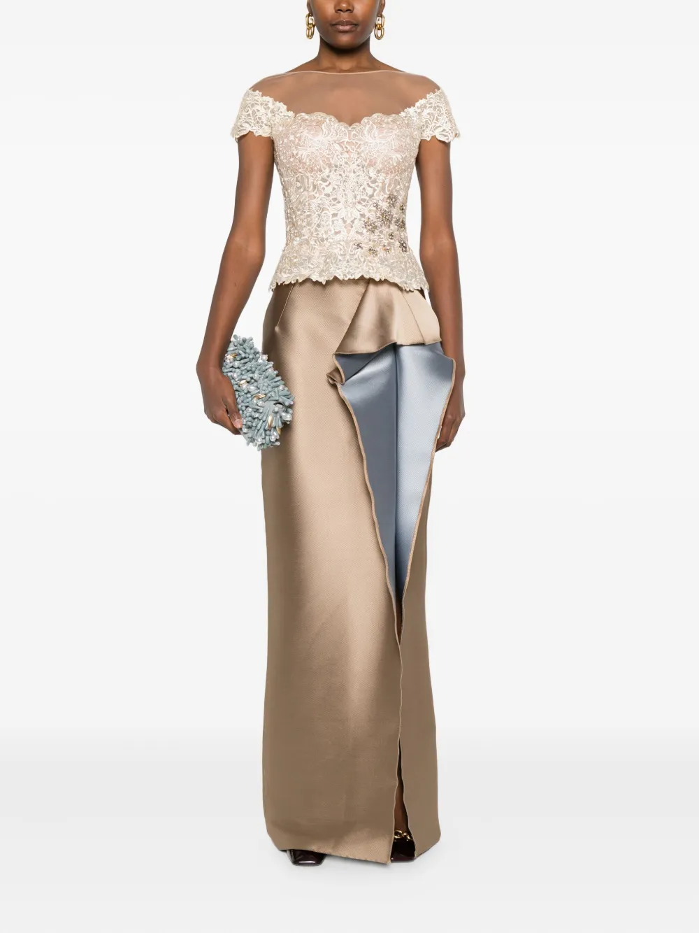 Gemy Maalouf Rok met ruches - Beige