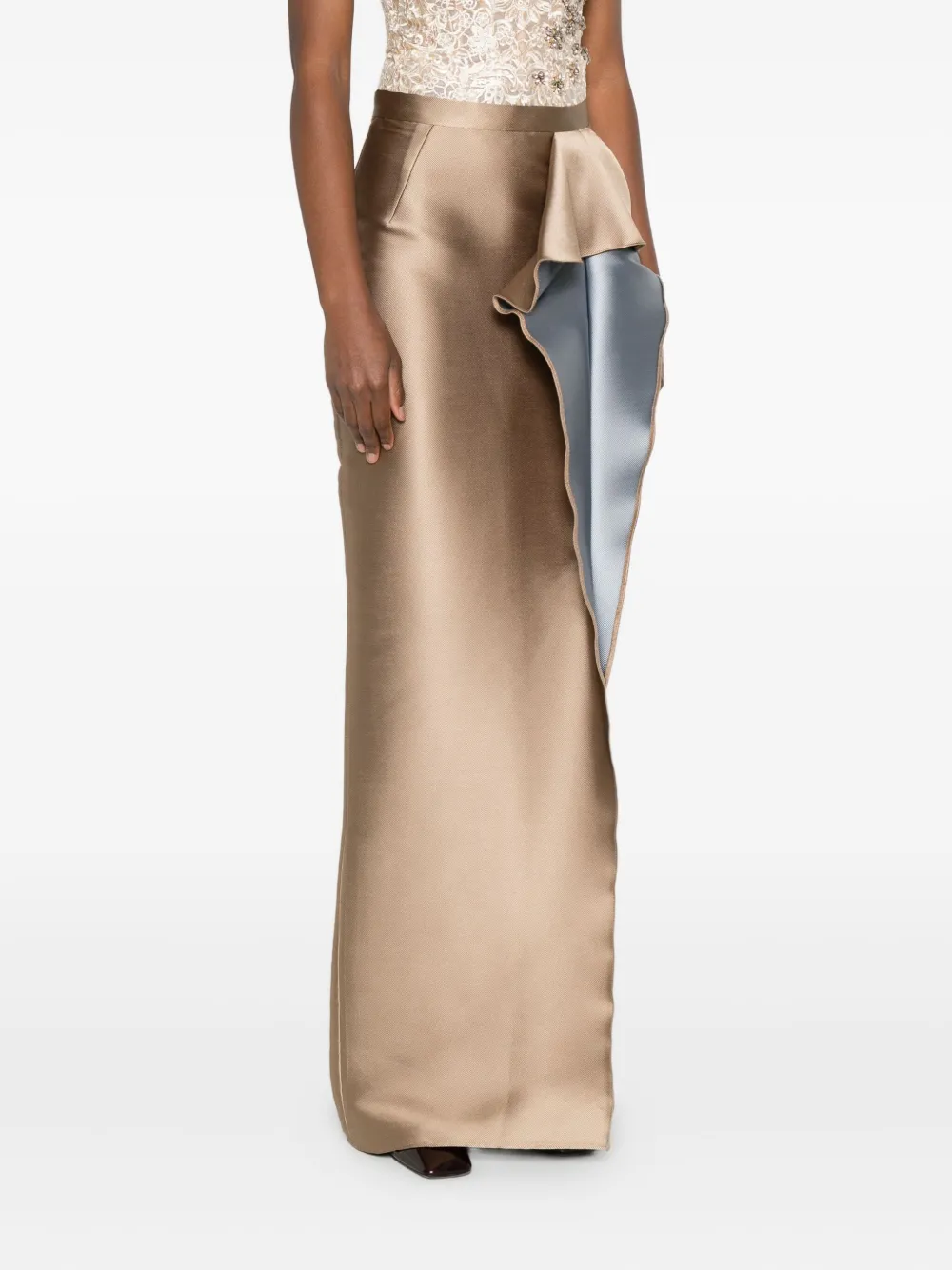 Gemy Maalouf Rok met ruches Beige