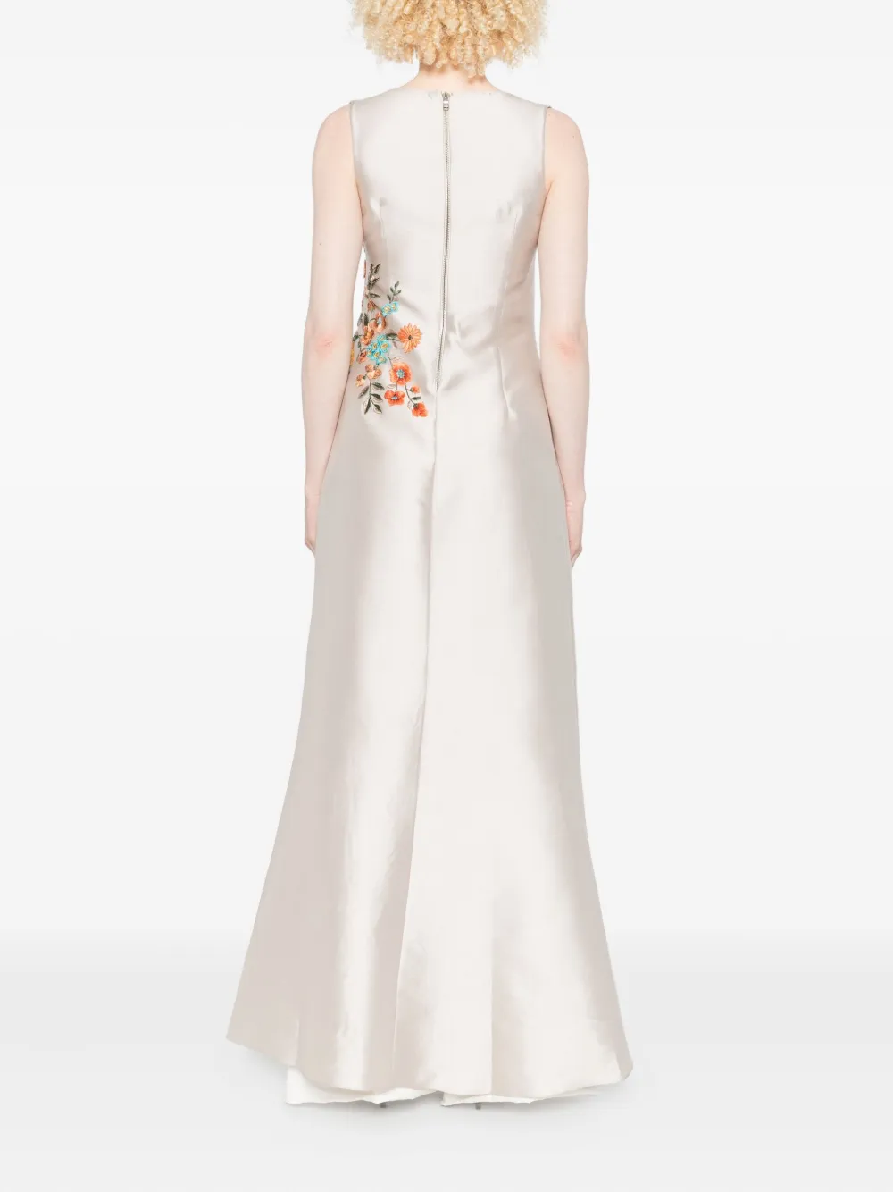 Gemy Maalouf Tp met geborduurde bloemen en strik Beige