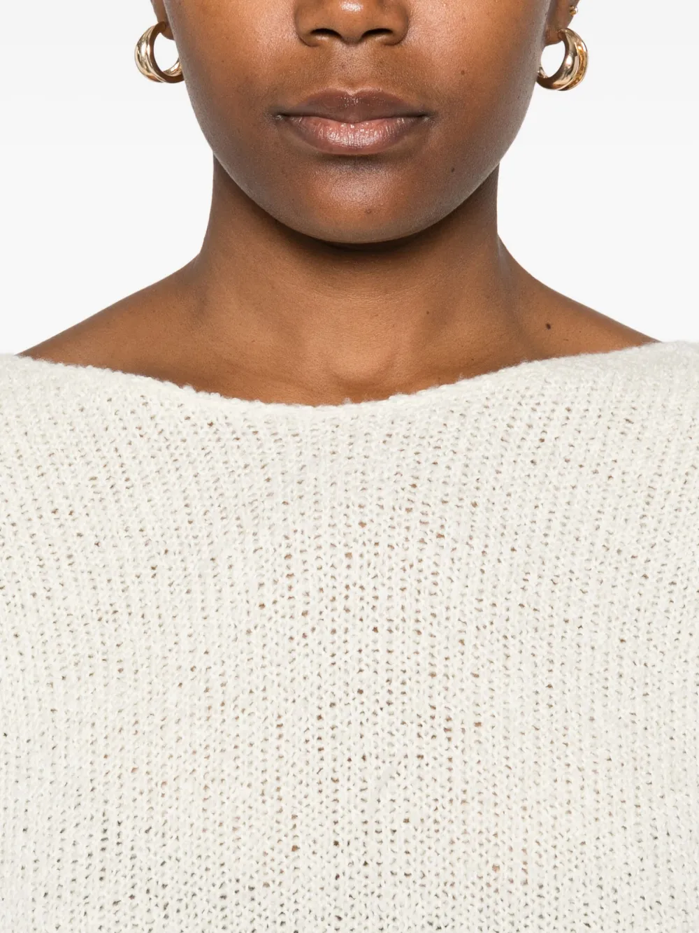 Roberto Collina Trui met boothals Wit