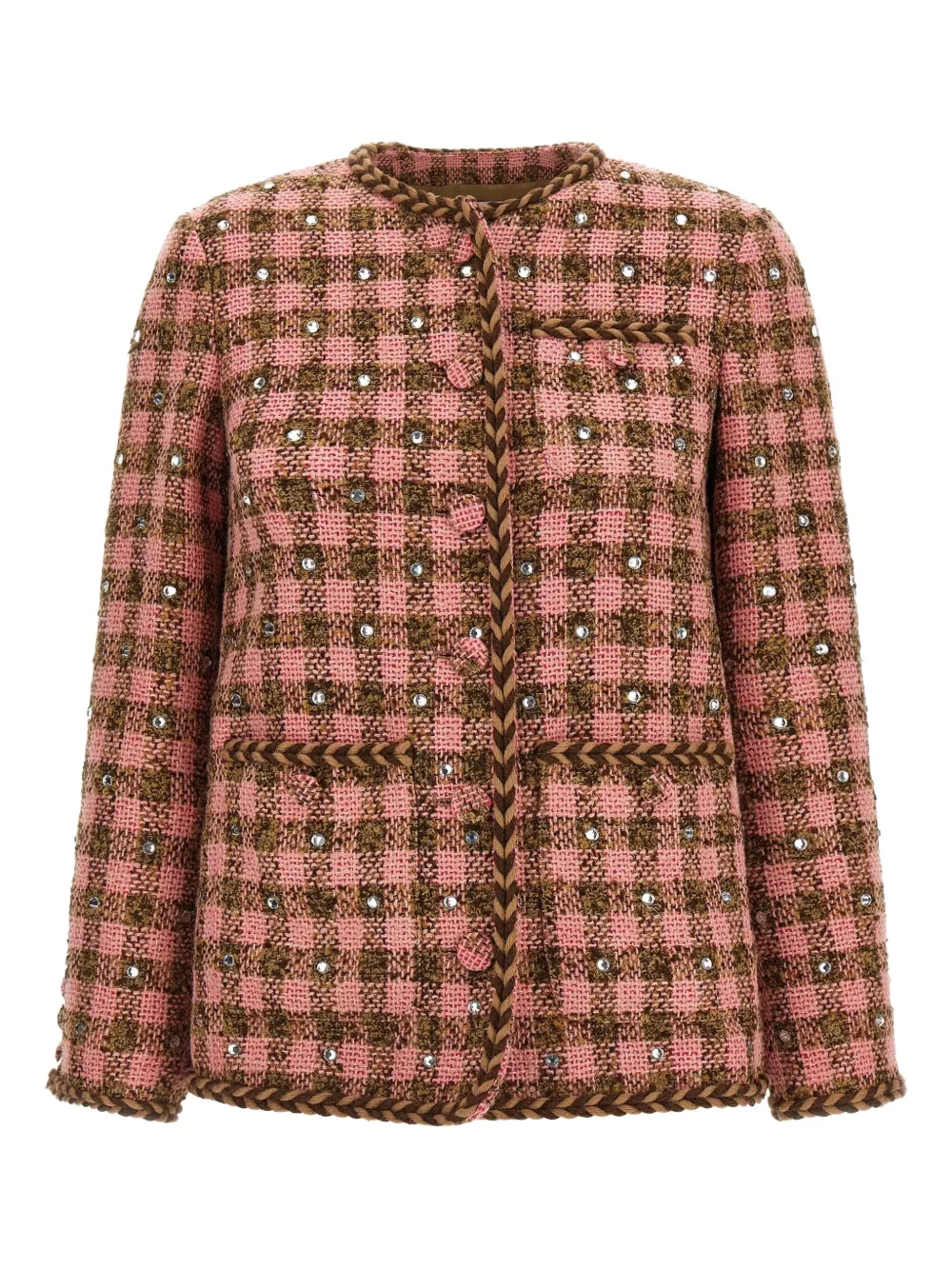 Giuseppe Di Morabito rhinestone gingham blazer - ピンク Giuseppe Di Morabito rhinestone gingham blazer - ピンク