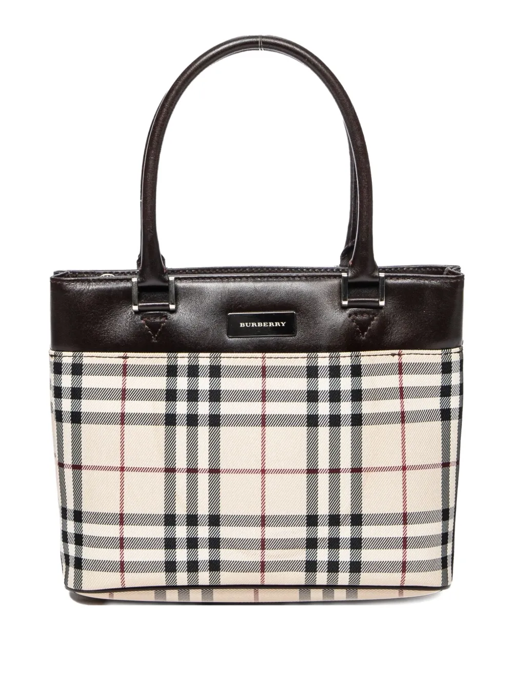 Burberry Pre-Owned Borsa tote a quadri - Bianco