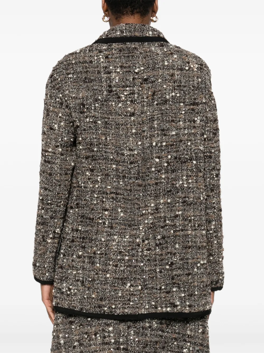 Giambattista Valli Tweed Trimmed Coat In Gray