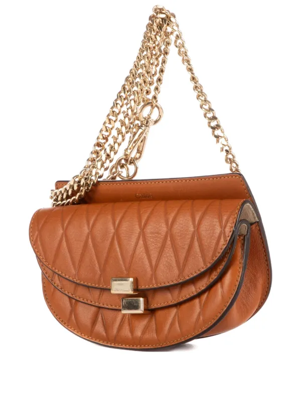 SALE Chloé ブラウンキルティングハンドバッグ Chloé Pre-Owned キルティング ショルダーバッグ | ブラウン | FARFETCH JP