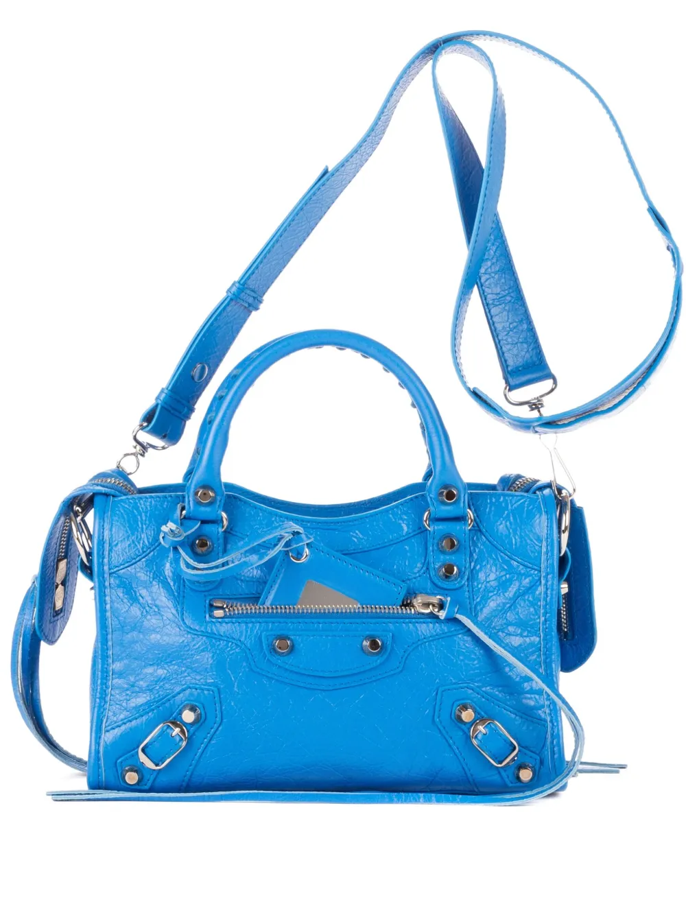 Balenciaga Pre-Owned Borsa tote in pelle con borchie - Blu