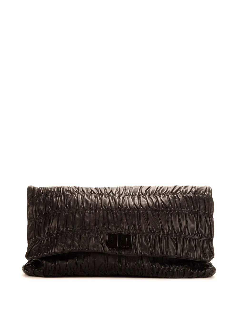 Pre-owned Prada Pleated Clutch Bag In Black