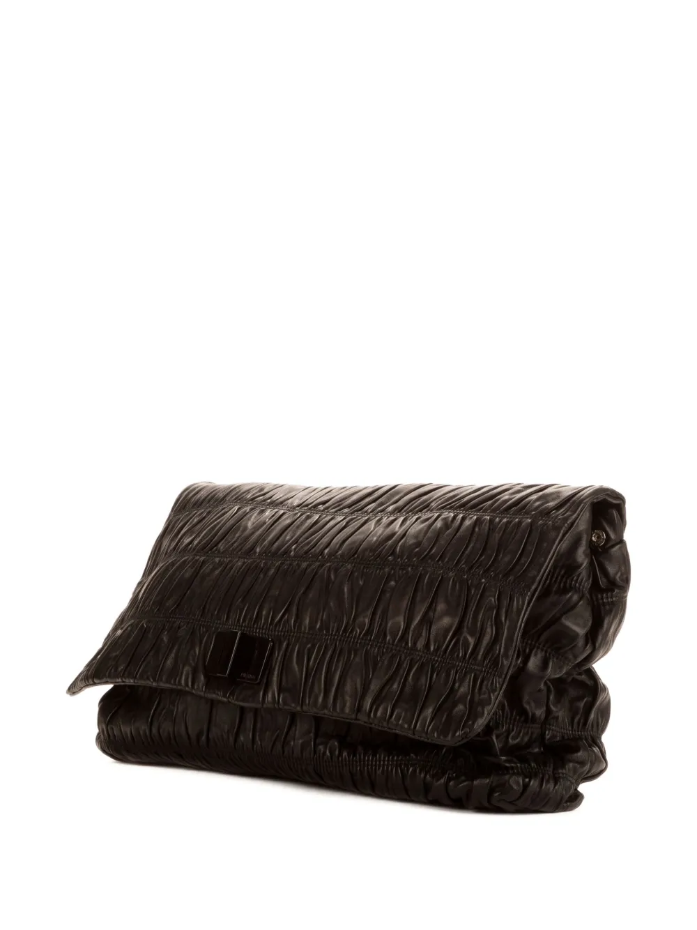 Pre-owned Prada Pleated Clutch Bag In Black