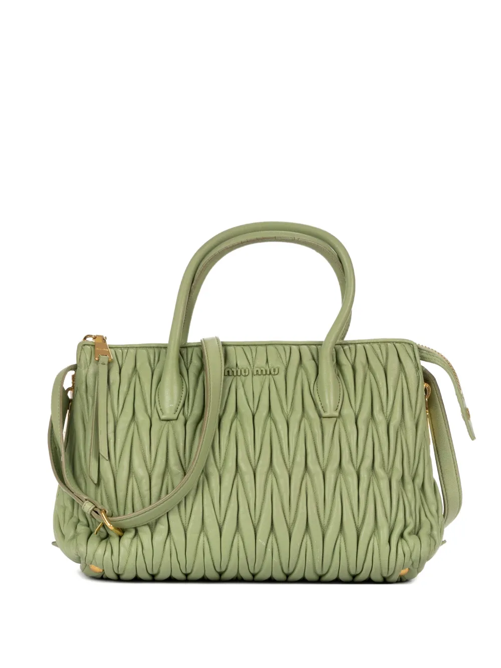 Miu Miu Pre-Owned bolsa plisada con asa 2000 | verde | Image 1