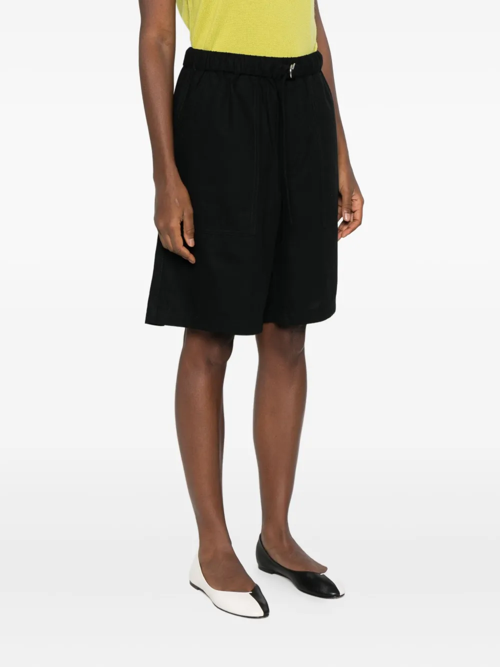 6397 Elasticated-waist Patch-pocket Shorts In Black