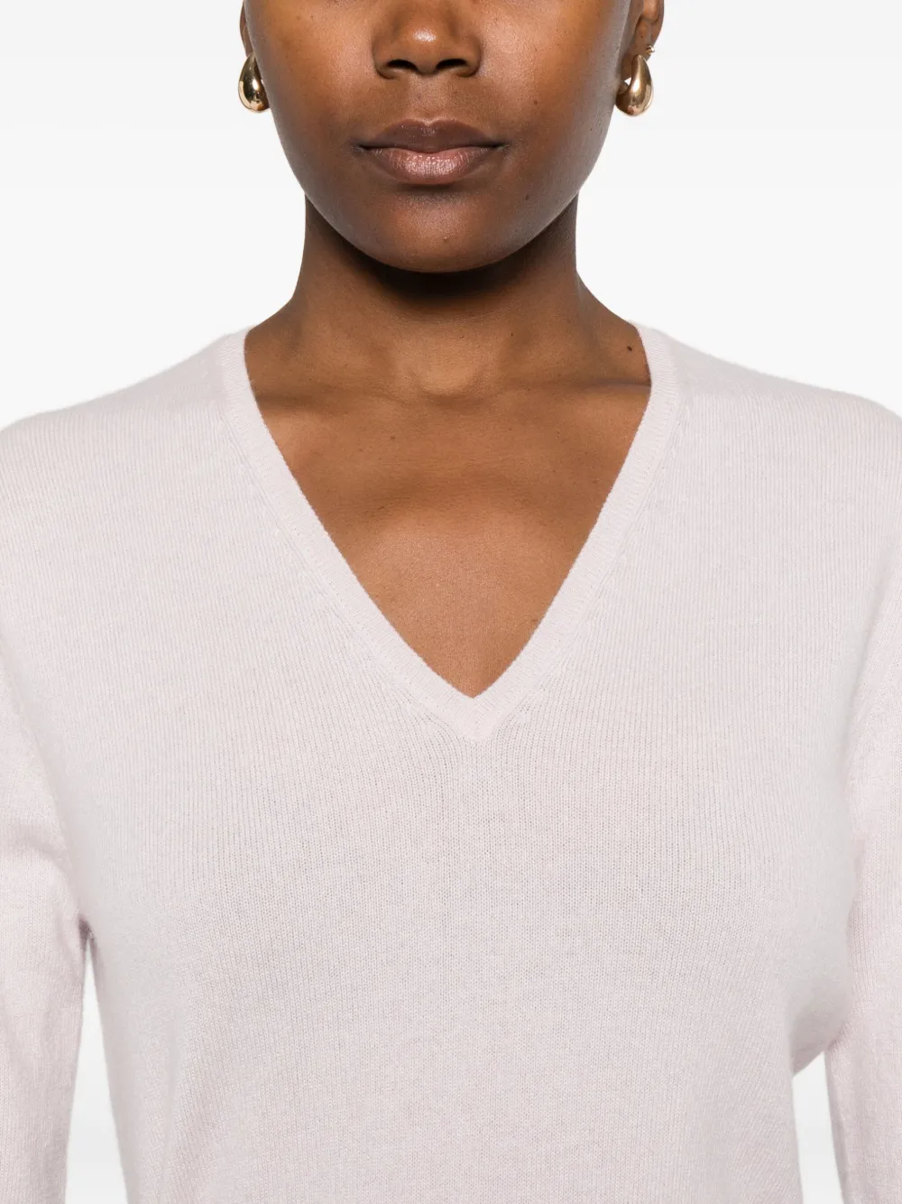 Allude Trui met V-hals en lange mouwen Roze