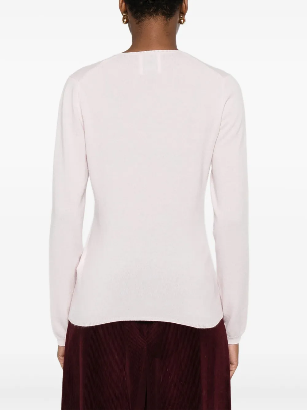 Allude Trui met V-hals en lange mouwen Roze