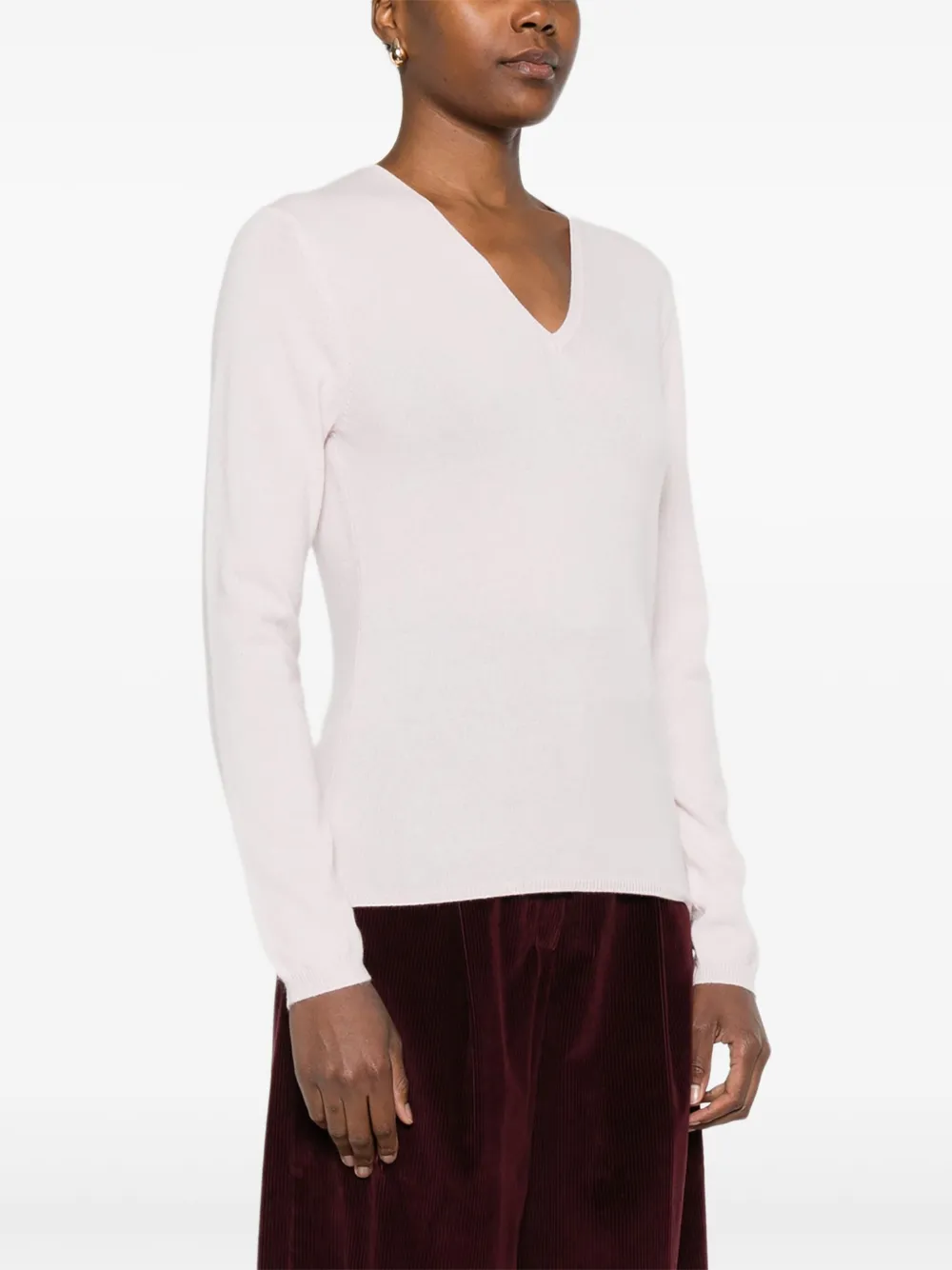 Allude Trui met V-hals en lange mouwen Roze