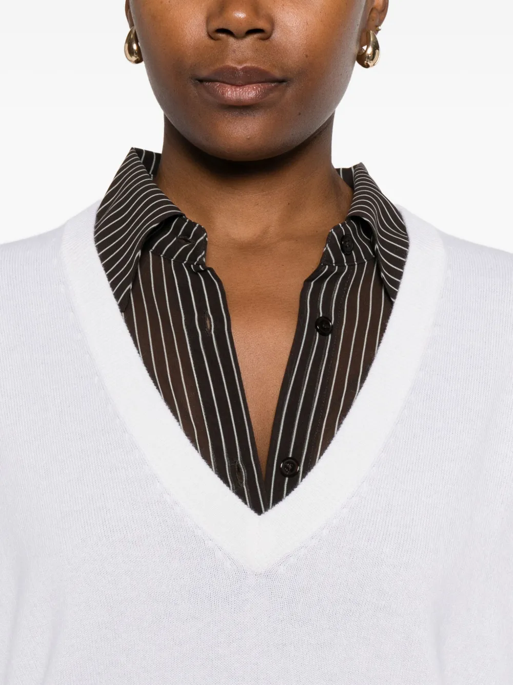 Allude Trui met V-hals en lange mouwen Wit