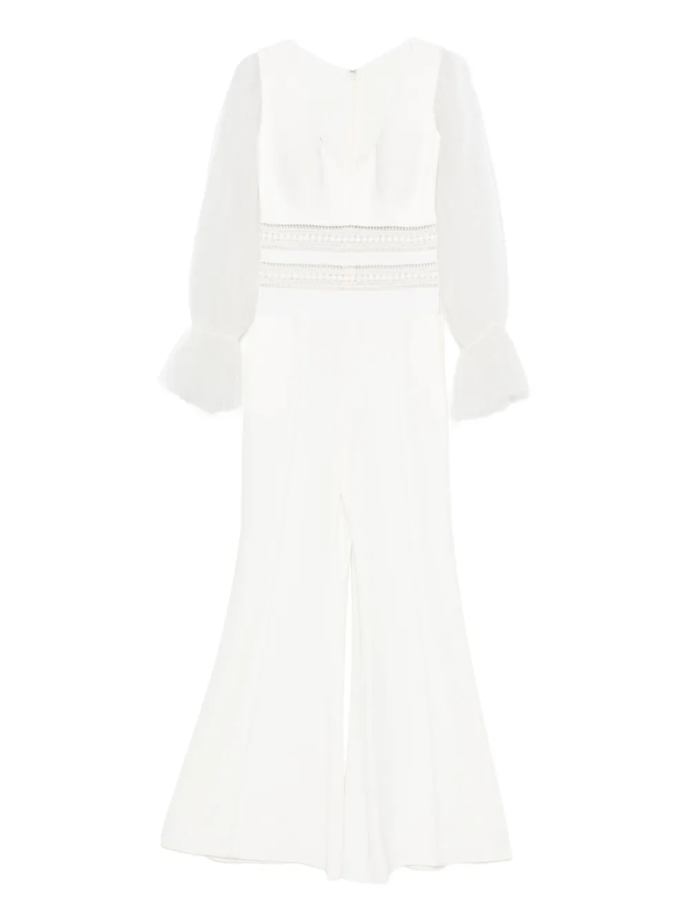 Gemy Maalouf lace-insert flared jumpsuit | White | Image 1