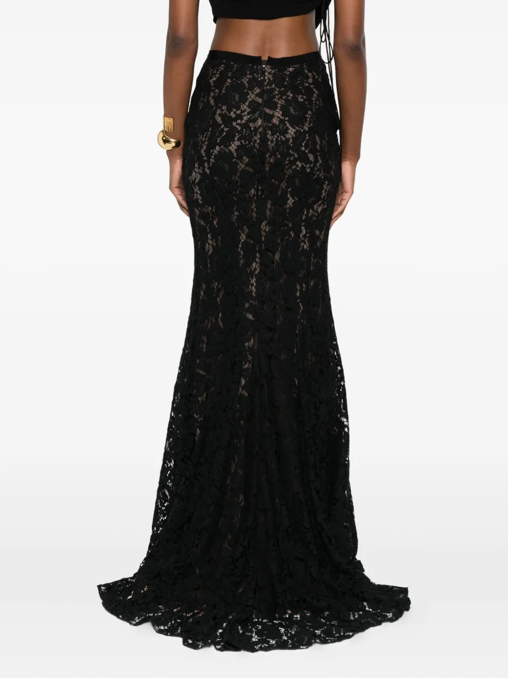 Gemy Maalouf Lace-pattern Long Skirt In Black