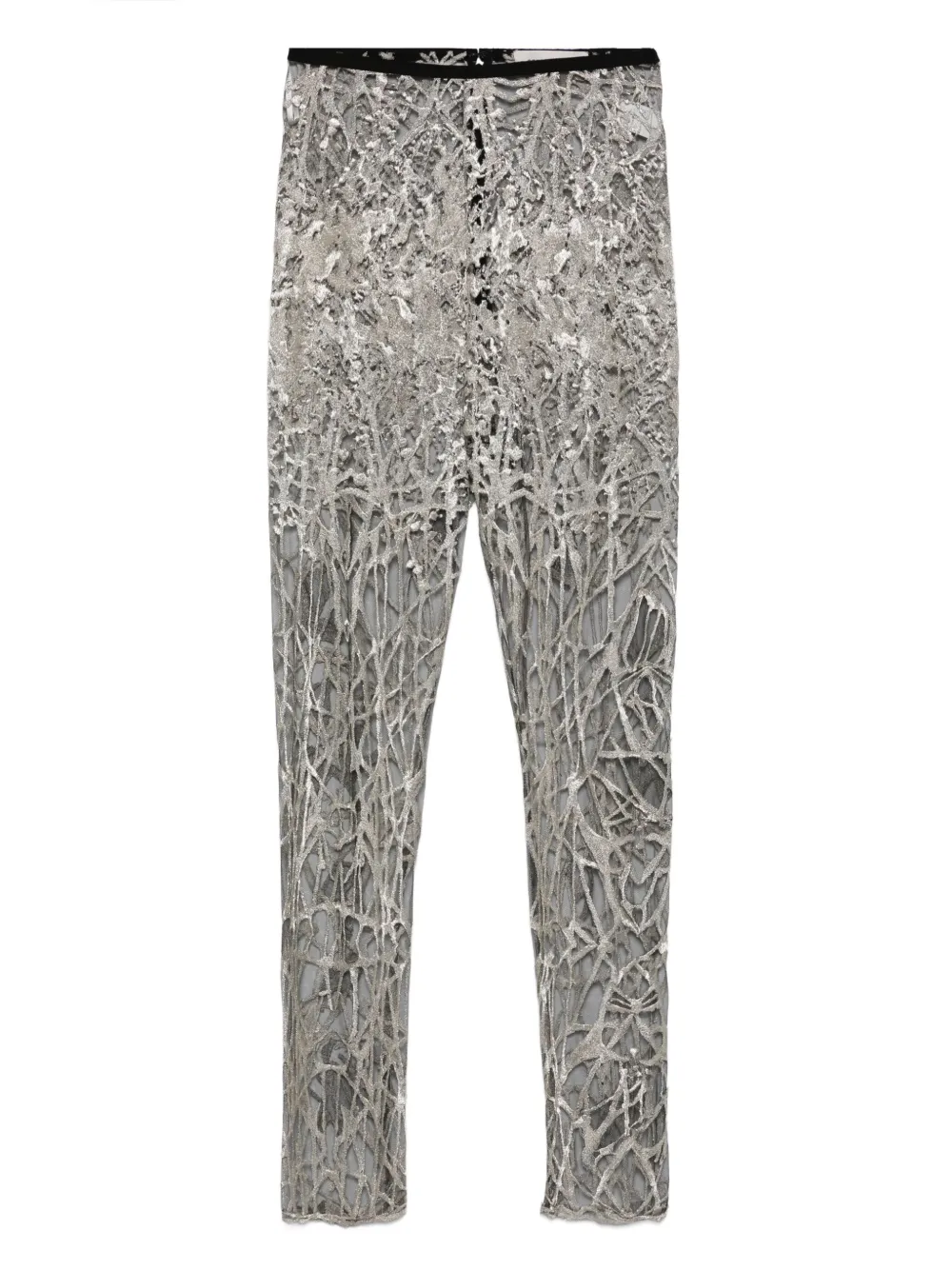 Gemy Maalouf Lace-pattern Metallic Leggings In Black