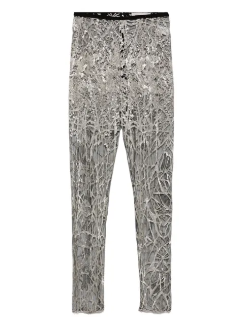 Gemy Maalouf lace-pattern metallic leggings