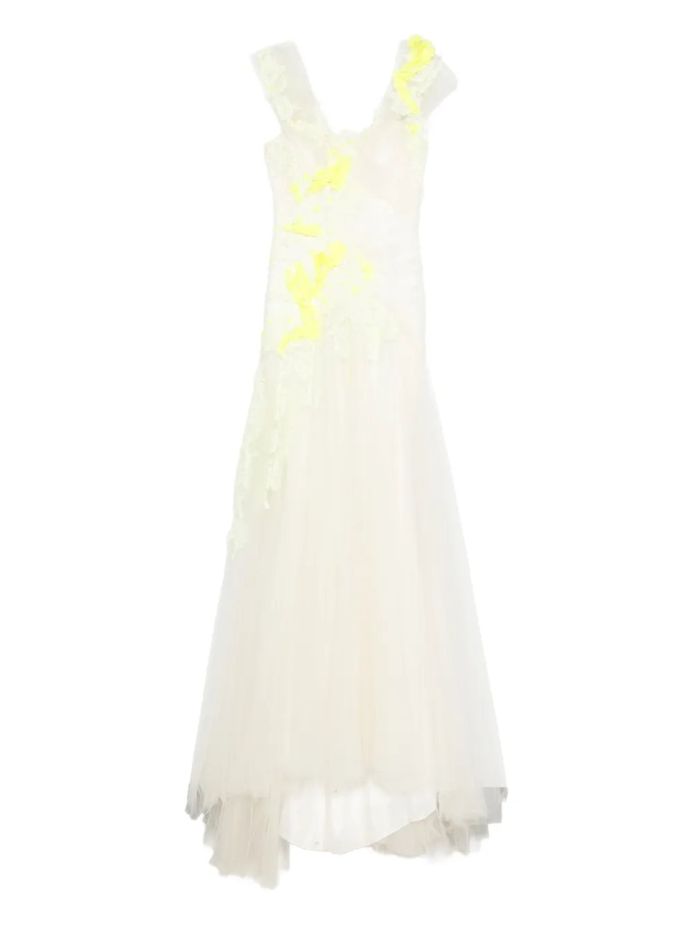 Gemy Maalouf floral-embellished tulle maxi dress | White | Image 1