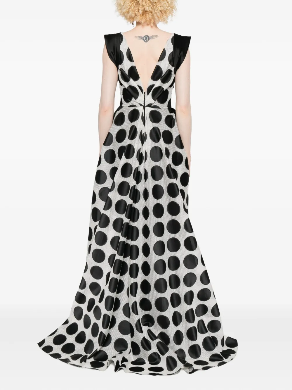 Gemy Maalouf Maxi-jurk met stippen en ruches Wit
