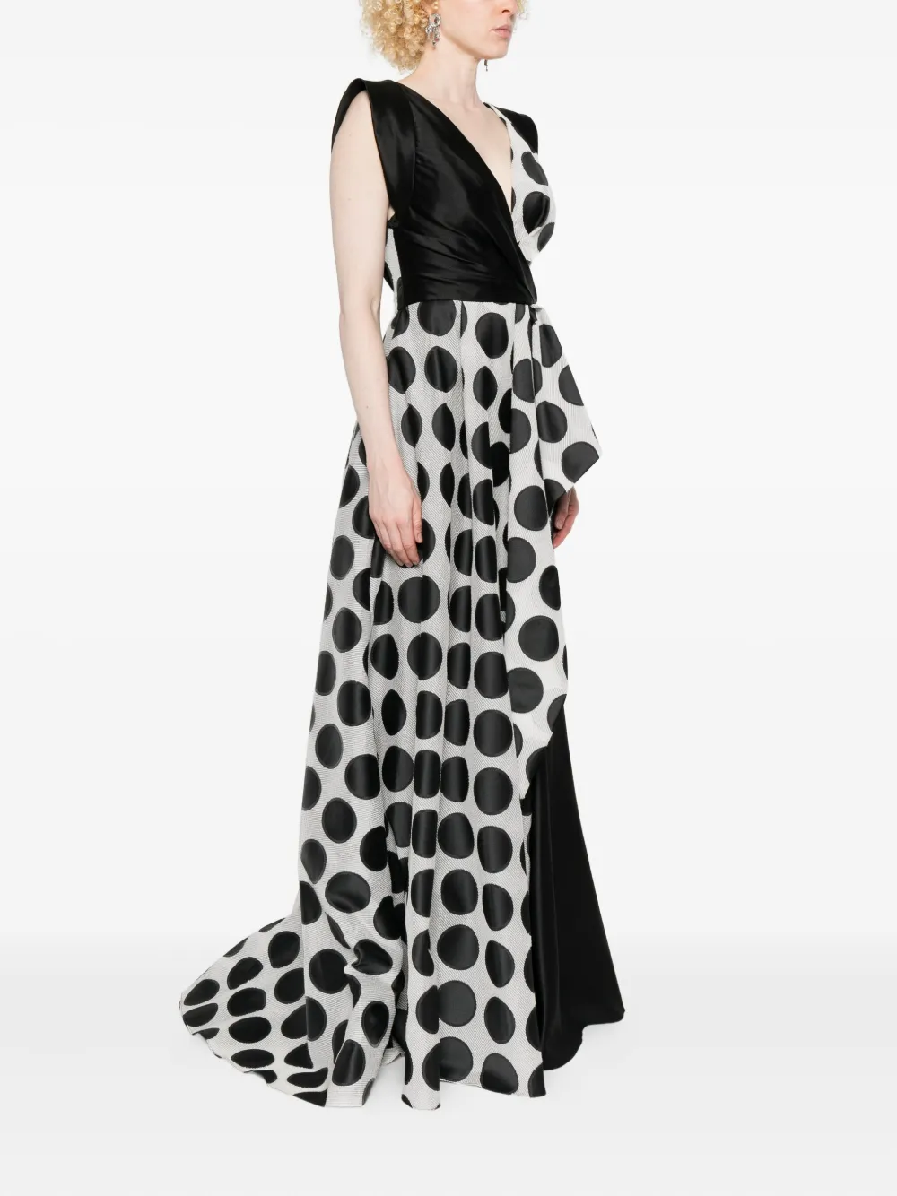 Gemy Maalouf Maxi-jurk met stippen en ruches Wit