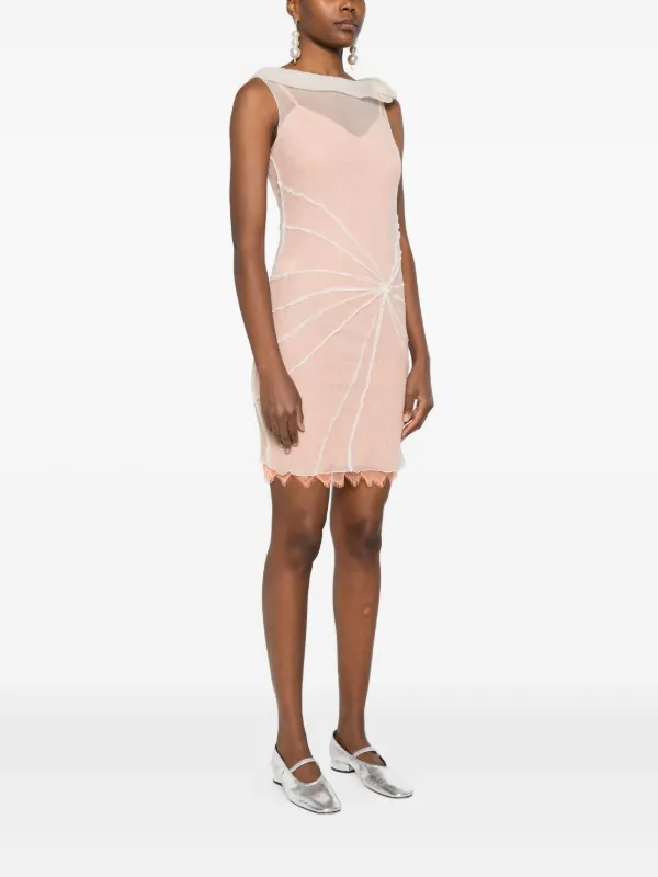 Gemy Maalouf lace-trim sheer-overlay Dress Neutrals FARFETCH PH