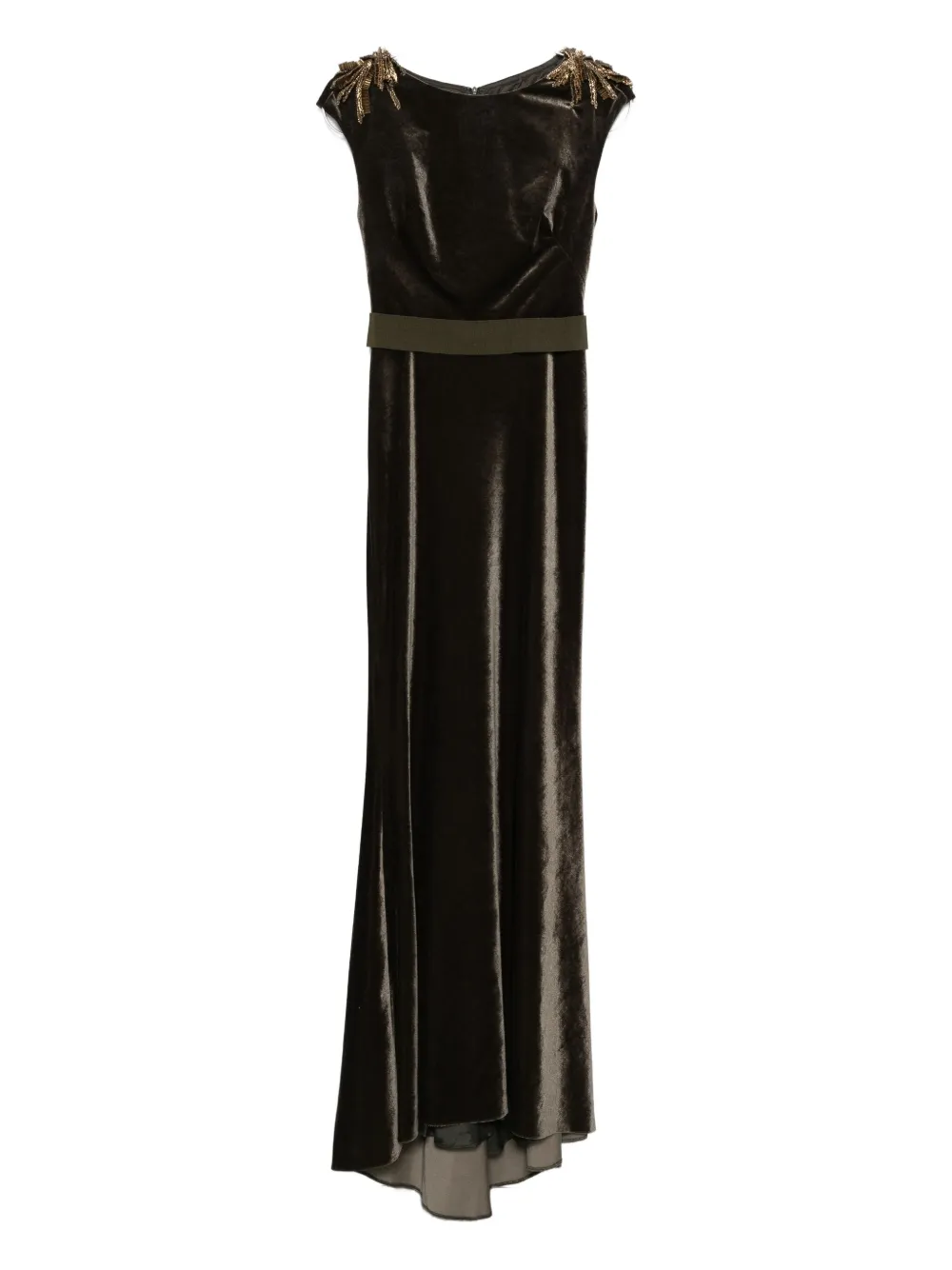 Gemy Maalouf Abito in velluto con paillettes - Verde