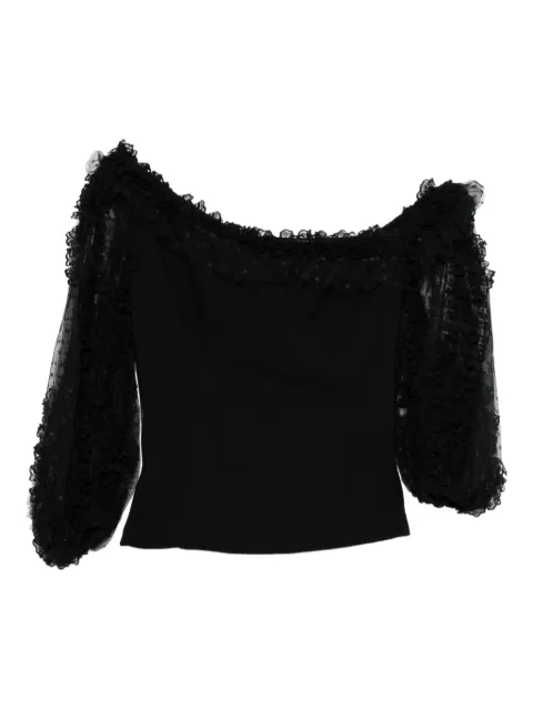 Gemy Maalouf lace-trimmed ruffled blouse