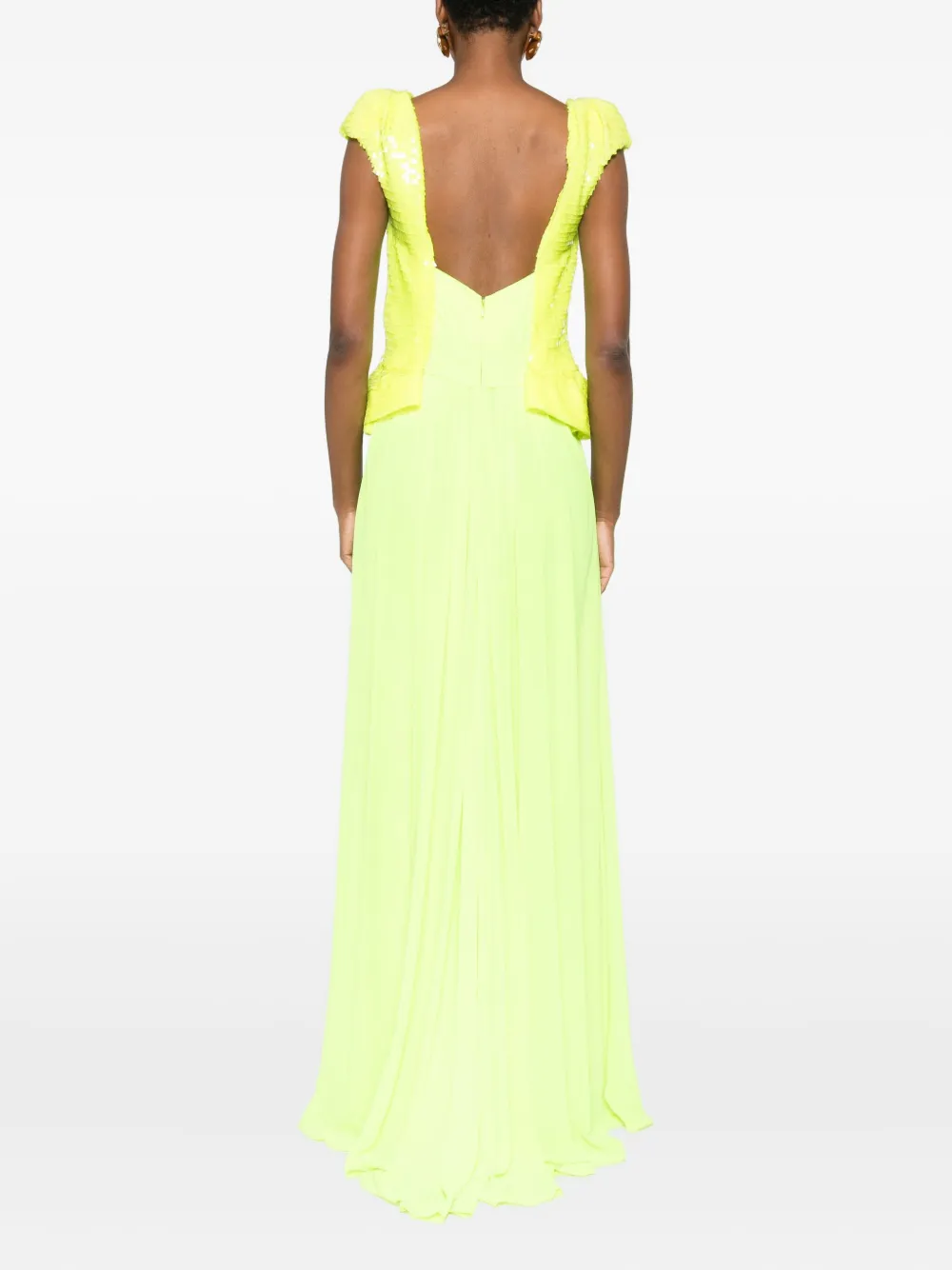 Gemy Maalouf Sequin-embellished Bodice Skirt In Yellow