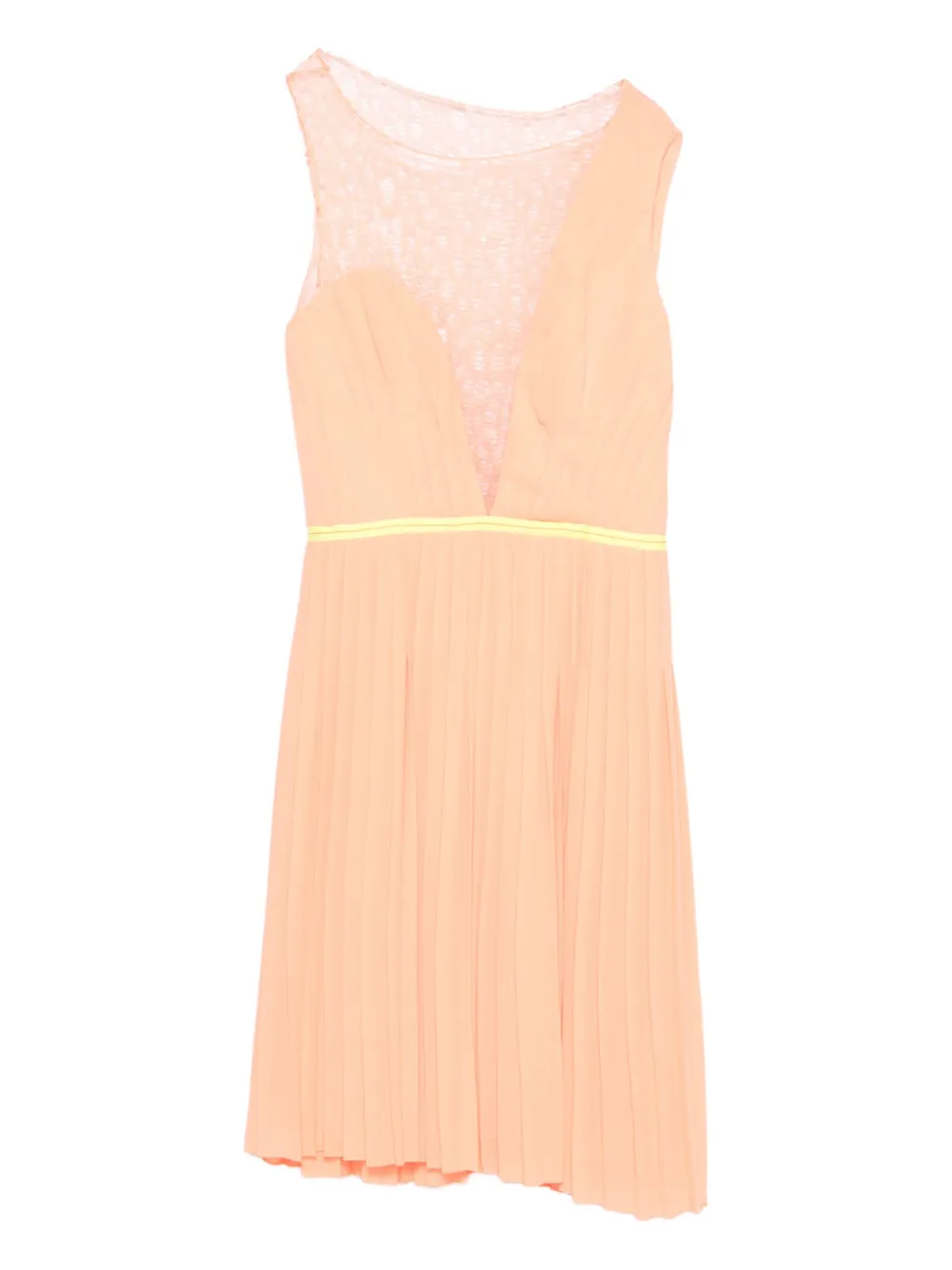 Gemy Maalouf pleated lace-insert mini dress | Orange | Image 1