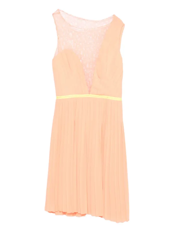 Gemy Maalouf pleated lace-insert mini dress