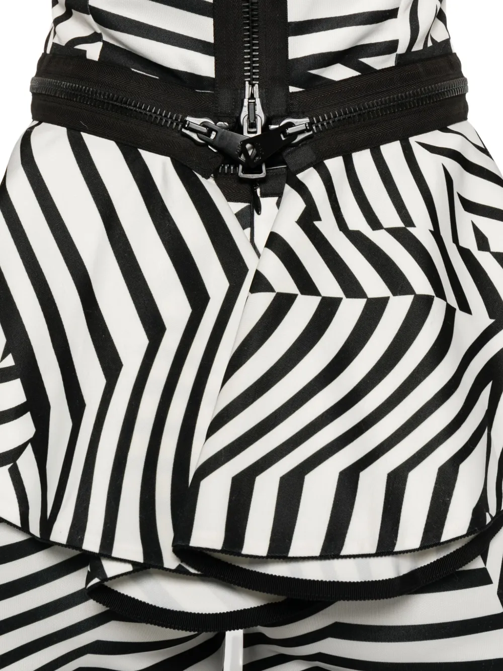 Gemy Maalouf Striped Ruffled Top In Black