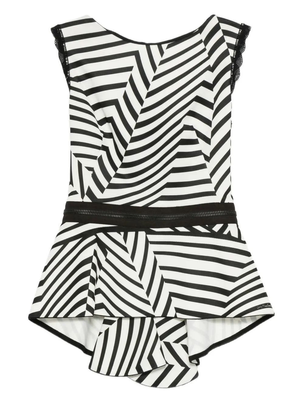 Gemy Maalouf Striped Ruffled Top In Black