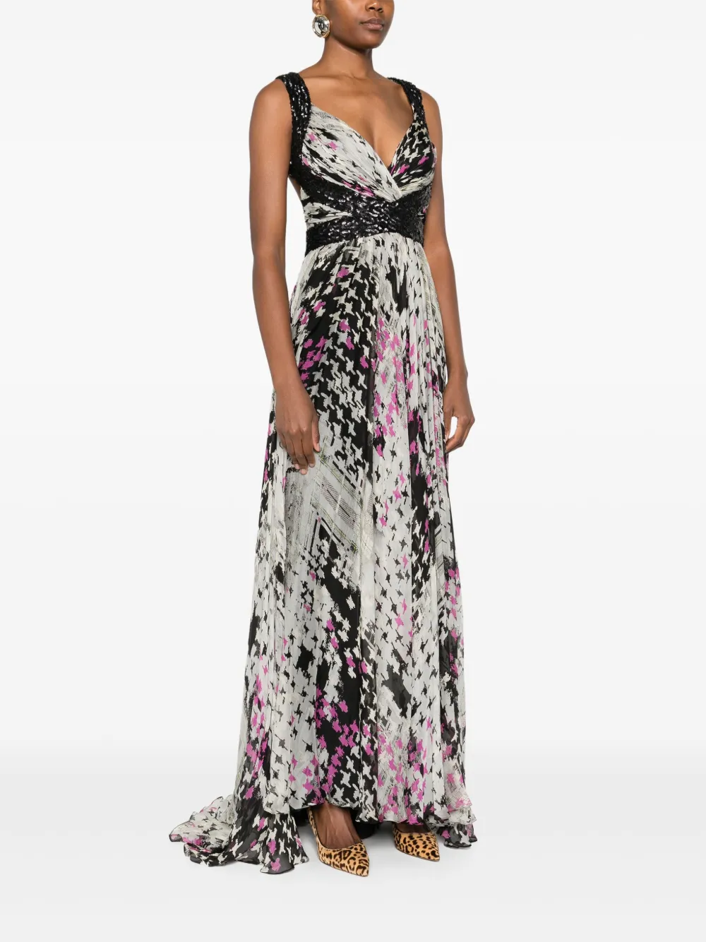 Gemy Maalouf Embellished V-neck Maxi Dress In Black