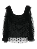 Gemy Maalouf polka-dot lace-trimmed top - Black