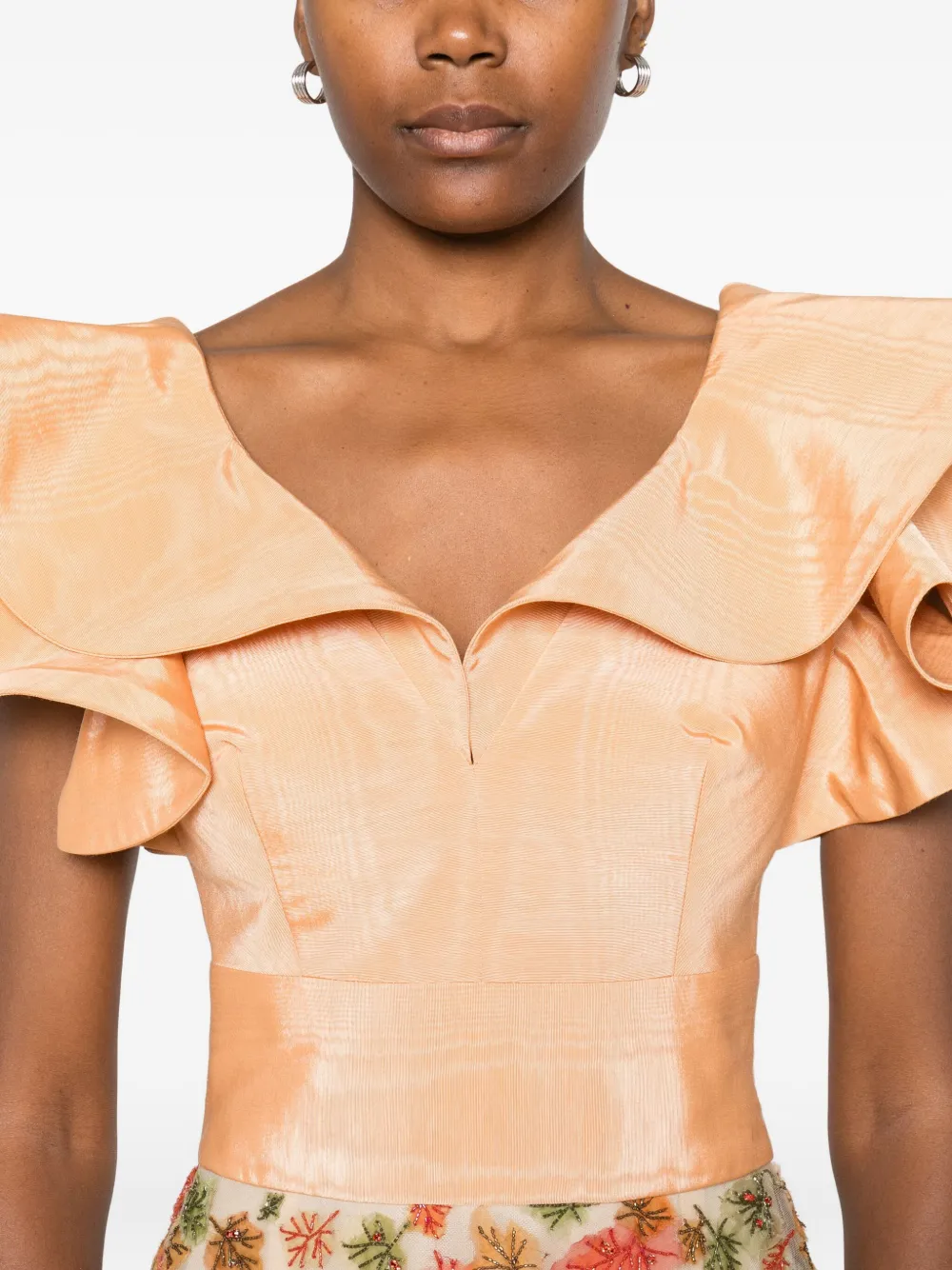 Gemy Maalouf Ruffled Leaf-embellished Dress In Multi