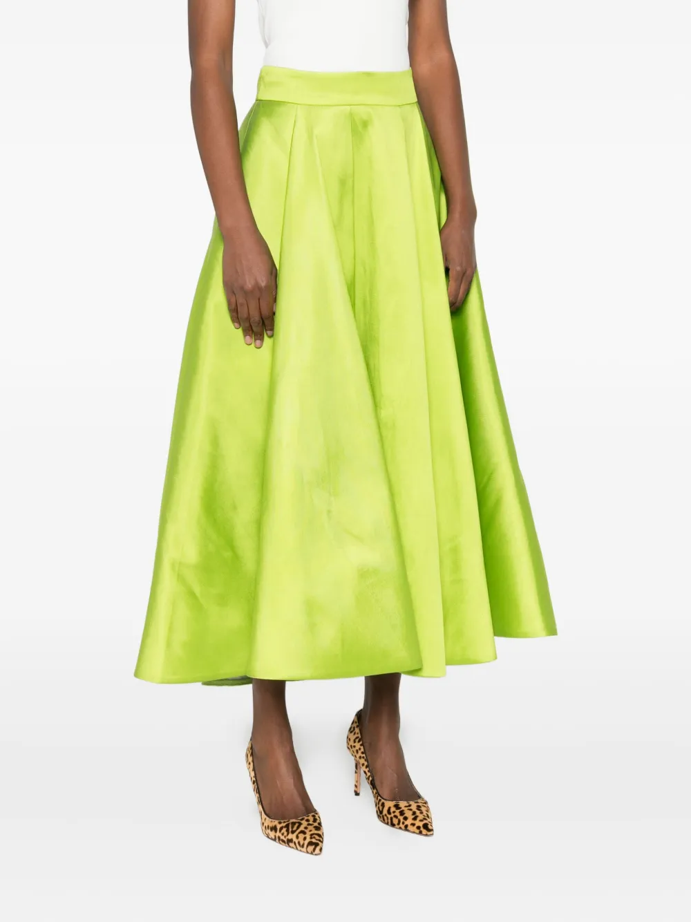 Gemy Maalouf Pleated Midi Skirt In Green