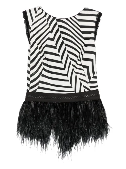 Gemy Maalouf top con ribete de plumas