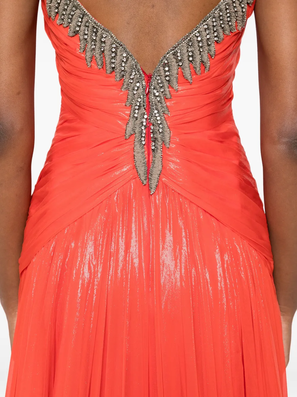 Gemy Maalouf Verfraaide maxi-jurk met plooien Rood