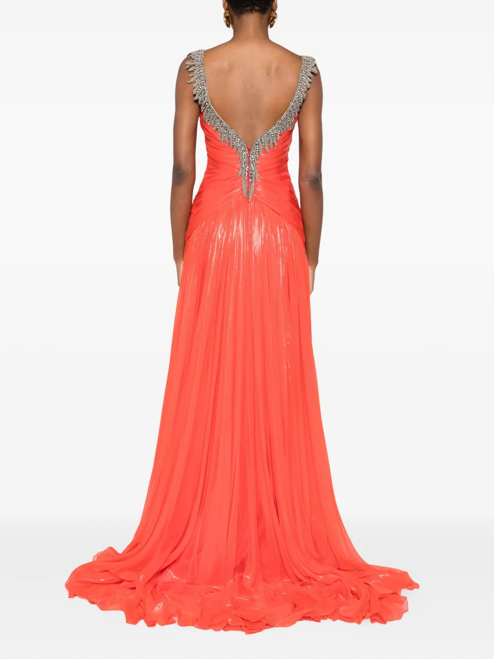 Gemy Maalouf Verfraaide maxi-jurk met plooien Rood