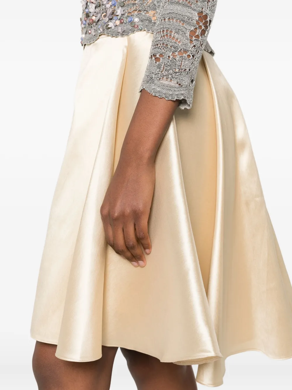 Gemy Maalouf Satijnen mini-rok met plooien Beige