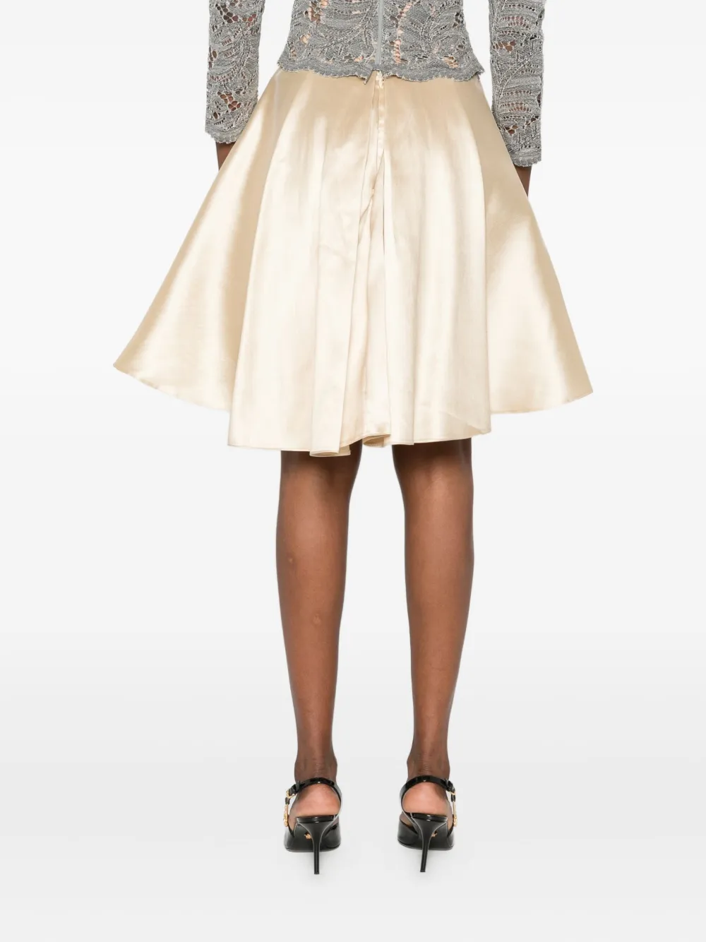Gemy Maalouf Satijnen mini-rok met plooien Beige