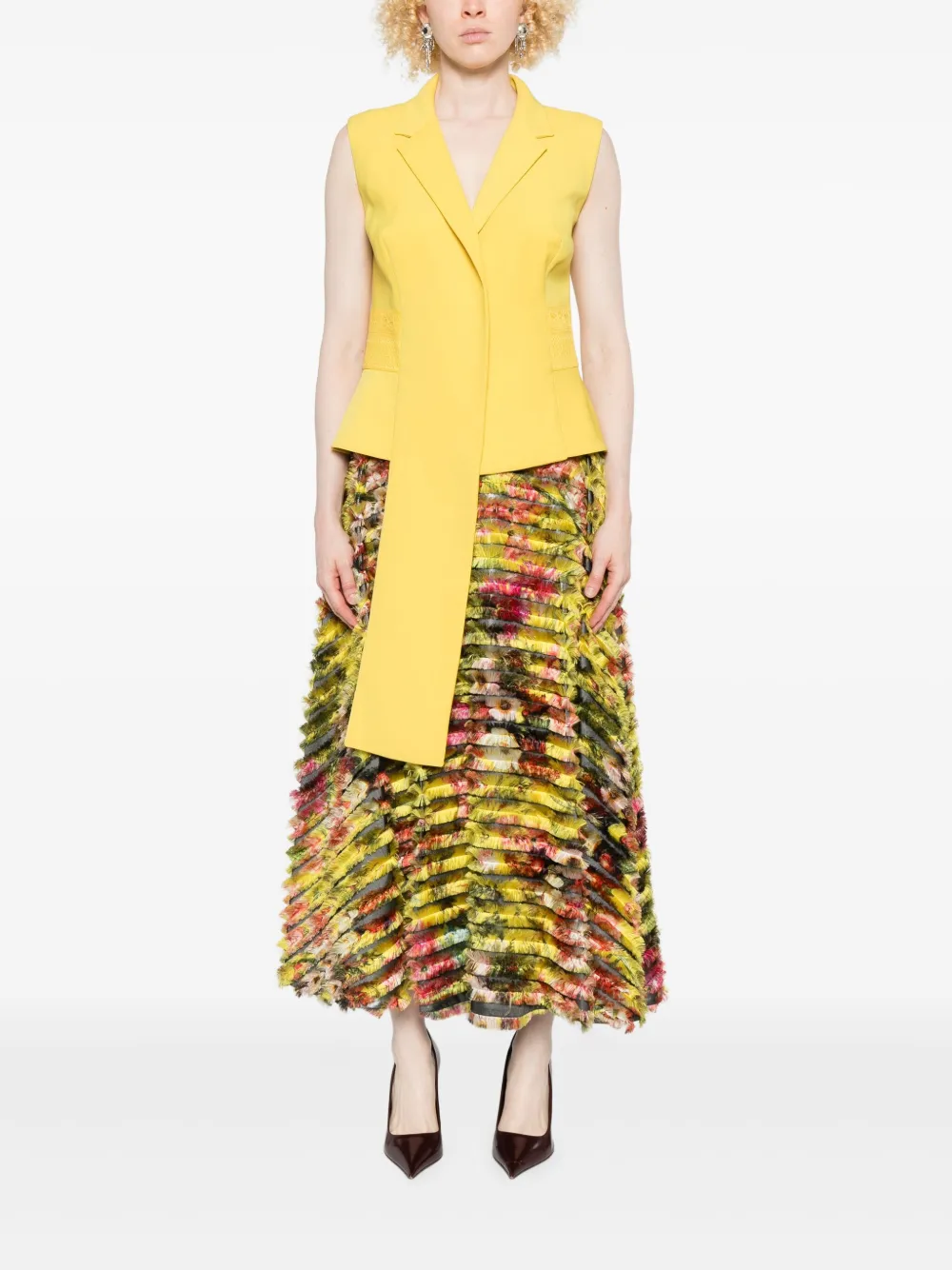 Gemy Maalouf Maxi-rok met bloemenprint en franje - Zwart