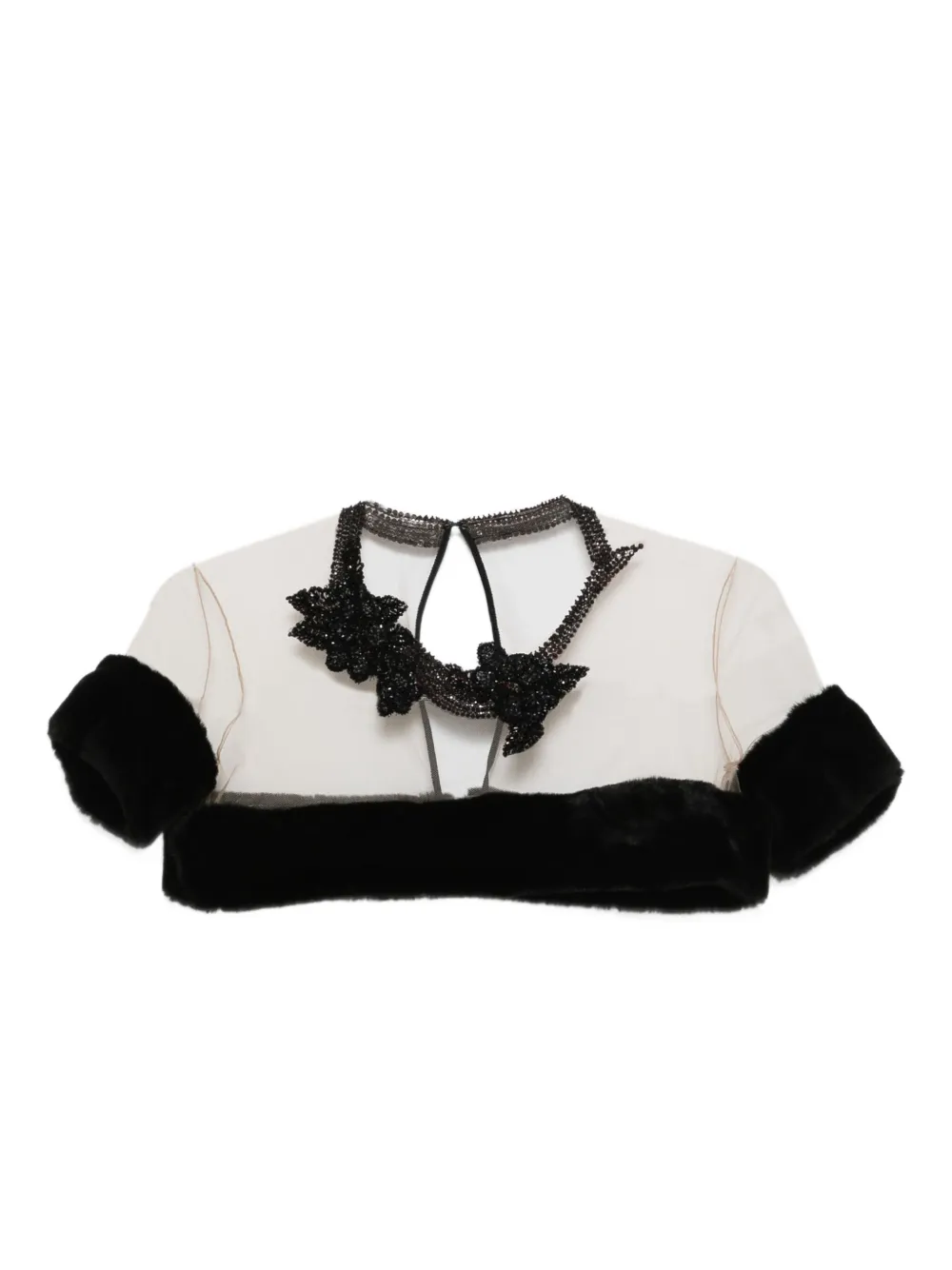 Gemy Maalouf Beaded-embellishment Crop Jacket In Black